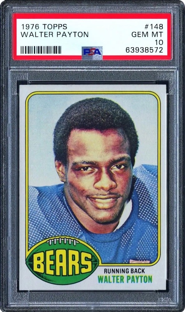 1976 Topps Walter Payton #148 rookie card in a PSA Gem Mint 10 slab, the top Payton redemption in 2026 Topps Heritage Football