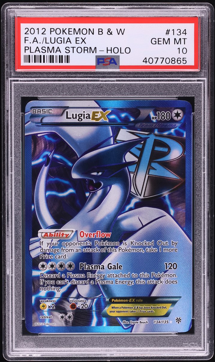 2012 Pokémon Plasma Storm full art Lugia EX #134 PSA 10 slab, cert 40770865, from the Fanatics Collect lot that closed at $660,000