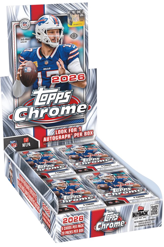2026 Topps Chrome Football hobby box, look for 1 autograph per box