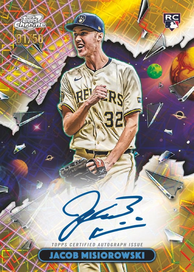 2026 Topps Cosmic Chrome Baseball Jacob Misiorowski rookie autograph Gold Interstellar Refractor