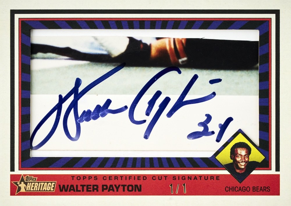2026 Topps Heritage Football Walter Payton Cut Signature card numbered 1/1, Chicago Bears