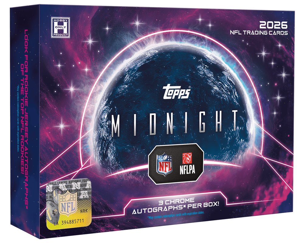 2026 Topps Midnight Football hobby box, 3 Chrome autographs per box