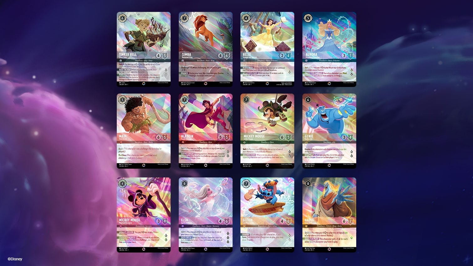 The First Chapter Enchanted rarity cards gallery from early Disney Lorcana